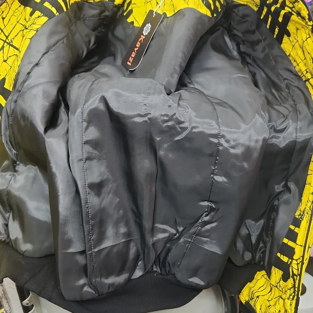 Yellow and Black Patterned Jacket and Pants Set - Picture 3 of 3